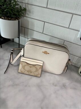 Coach Chalk Pebbled Leather Crossbody with Signature Card Case